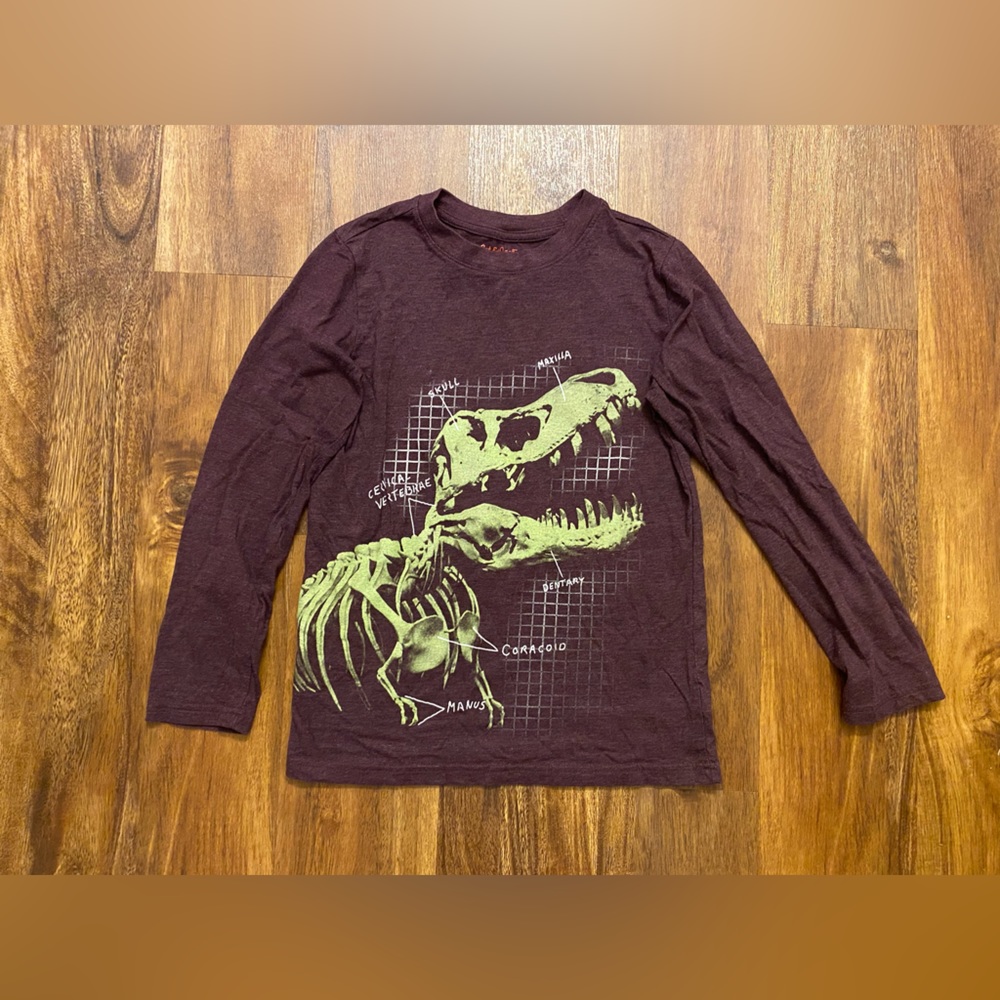 Cat & Jack Dinosaur Long Sleeve Maroon T-shirt